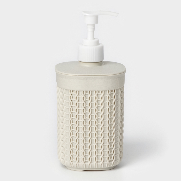 Дозатор для мыла «Вязание», 500 мл, цвет белый ротанг Дозатор для мыла «Вязание», 500 мл, цвет белый ротанг