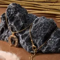 Кулон на цепочке &laquo;Подкова&raquo;, белый в золоте, 45 см