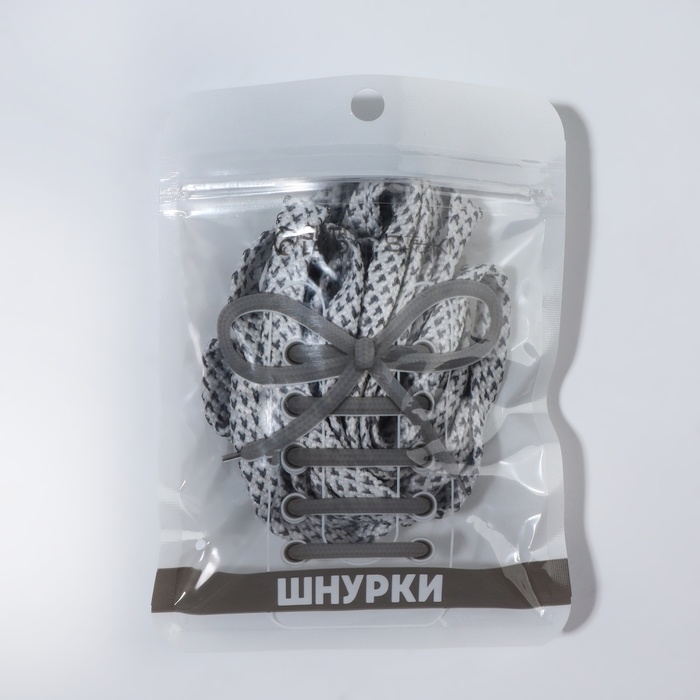 Шнурки для обуви, пара, плоские, со светоотражающим узором, 8 мм, 120 см, цвет серый Шнурки для обуви, пара, плоские, со светоотражающим узором, 8 мм, 120 см, цвет серый