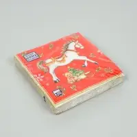 Салфетки бумажные трёхслойные «Новогодняя лошадка. Красный фон», 33х33, 20шт