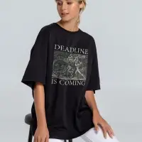 Футболка оверсайз Deadline, черная, размер XS/S