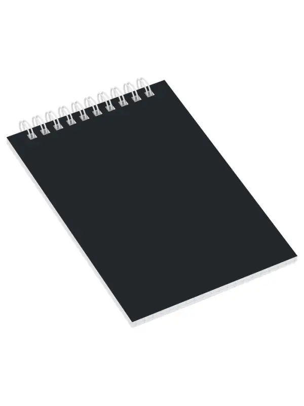 Блокнот А6 60 листов, в клетку, на гребне, для конференций, черный, обложка мелованный картон