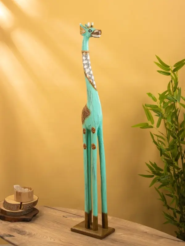 Сувенир Сувенир "Жираф" дерево 20х12х100 см, цв. бирюзовый