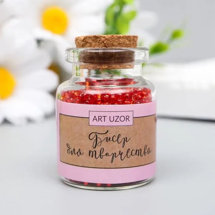 Бисер круглый 12/0 в бутылочке  Бисер круглый 12/0 в бутылочке "Красный" прозрачно-цветной 20 гр