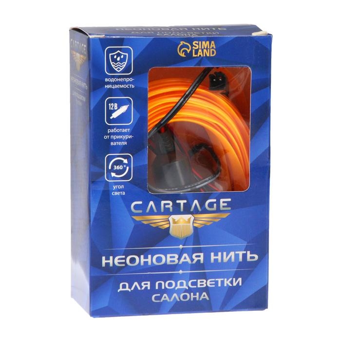 Неоновая нить Cartage для подсветки салона, адаптер питания 12 В, 7 м, желтый Неоновая нить Cartage для подсветки салона, адаптер питания 12 В, 7 м, желтый