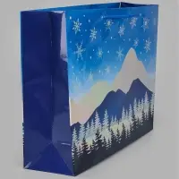Пакет подарочный &laquo;С Новым годом&raquo;, горы, голография, L, 40 &times; 31 &times; 11,5 см