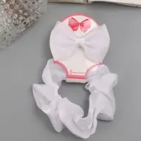 Набор для волос Выбражулька &laquo;Школьница&raquo;, резинка 10 см, зажим 6.5 см, полоски, белый