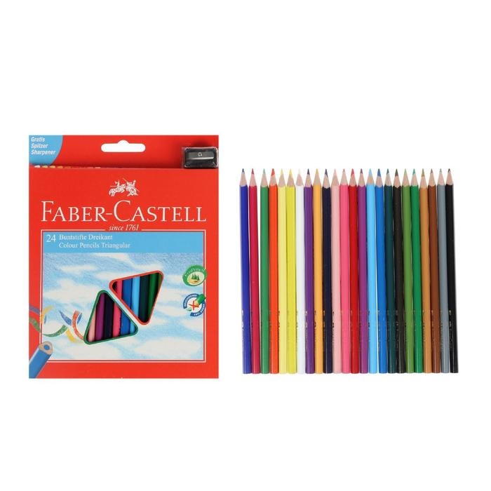 Карандаши 24 цвета Faber-Castell Eco трёхгранные с точилкой, картонная коробка Карандаши 24 цвета Faber-Castell Eco трёхгранные с точилкой, картонная коробка