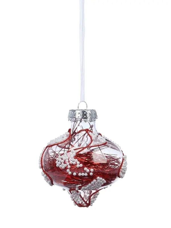 Ёлочные шары новогодние &laquo;Мелвин&raquo;, набор 6 шт., d=8 см, прозрачный/красно-белый