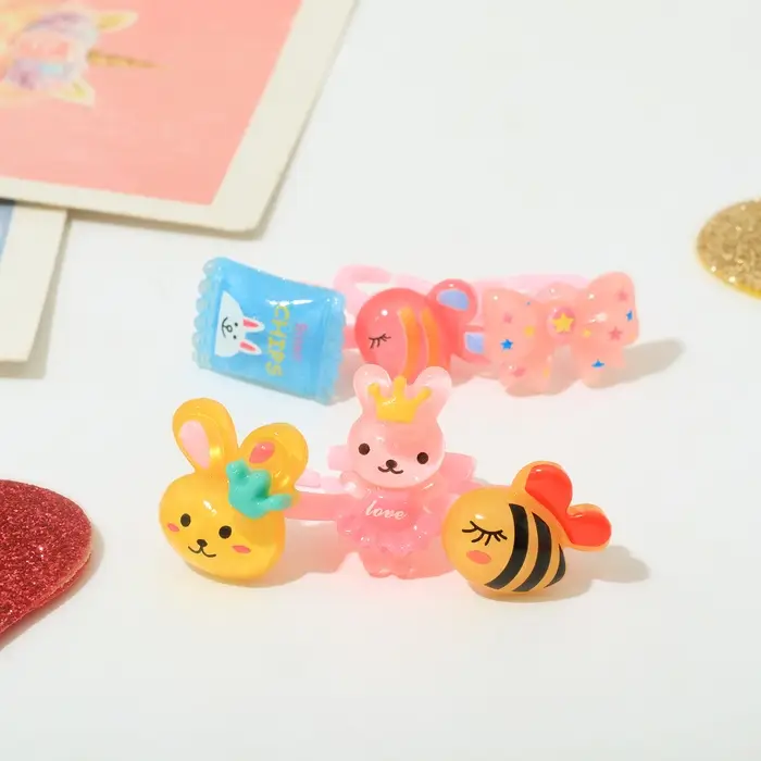 Кольцо детское «Выбражулька» игрушки, форма МИКС, цвет МИКС, безразмерное Кольцо детское «Выбражулька» игрушки, форма МИКС, цвет МИКС, безразмерное