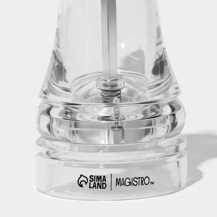 Мельница для специй Magistro Glace, 18.5 см, 75 мл, керамический механизм, акрил, прозрачная