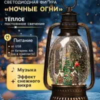 Светодиодная фигура &laquo;Ночные огни&raquo;, 27.9&times;15.7&times;7.6 см, музыка, от батареек ААх3, USB, свечение тёплое белое