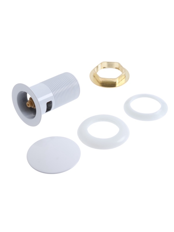 Донный клапан ZEIN engr, большая кнопка, без перелива, нержавеющая сталь, белый Донный клапан ZEIN engr, большая кнопка, без перелива, нержавеющая сталь, белый