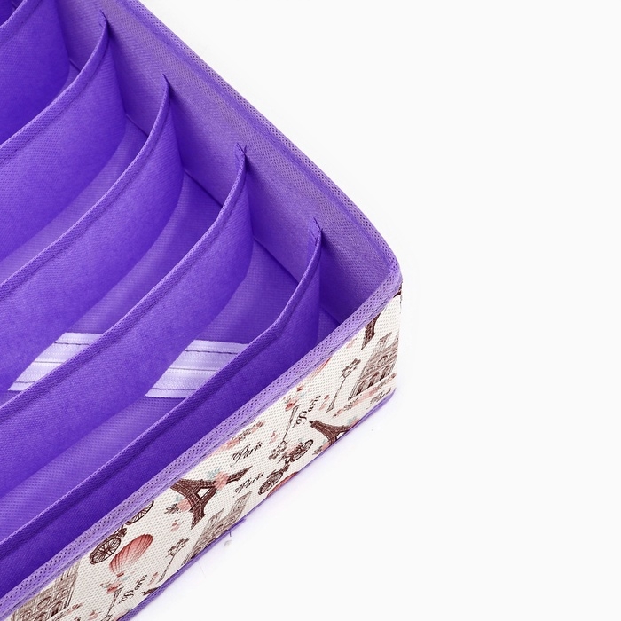 Органайзер для хранения, кофр для белья 7 ячеек  Органайзер для хранения, кофр для белья 7 ячеек "Париж", 32 х 32 х 10 см