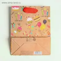 Пакет подарочный крафтовый, упаковка, «Happy birthday», S 12 х 15 х 5.5 см