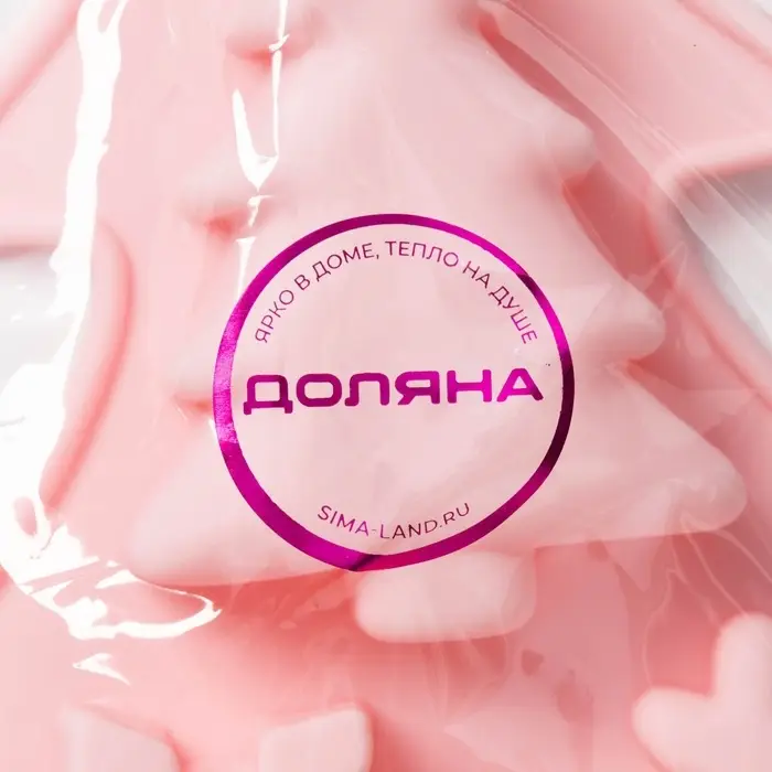 Форма для выпечки новогодняя Доляна &laquo;Новогоднее настроение&raquo;, силикон, 23&times;19&times;2.5 см, 6 ячеек, розовая