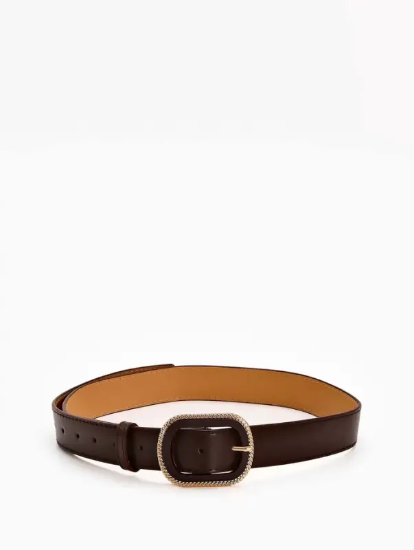 Ремень женский, 110&times;3 см, пряжка пластик, золотистая, коричневый
