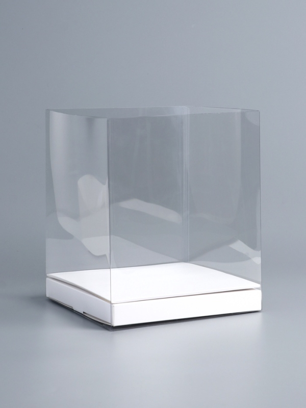 Коробка под бенто-торт с ленточками, белая , 21 х 21 х 25 см