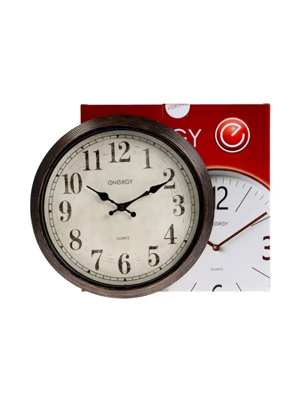 Часы настенные ENERGY ЕС-155, интерьерные, d-30.5 см, плавный ход, коричневые