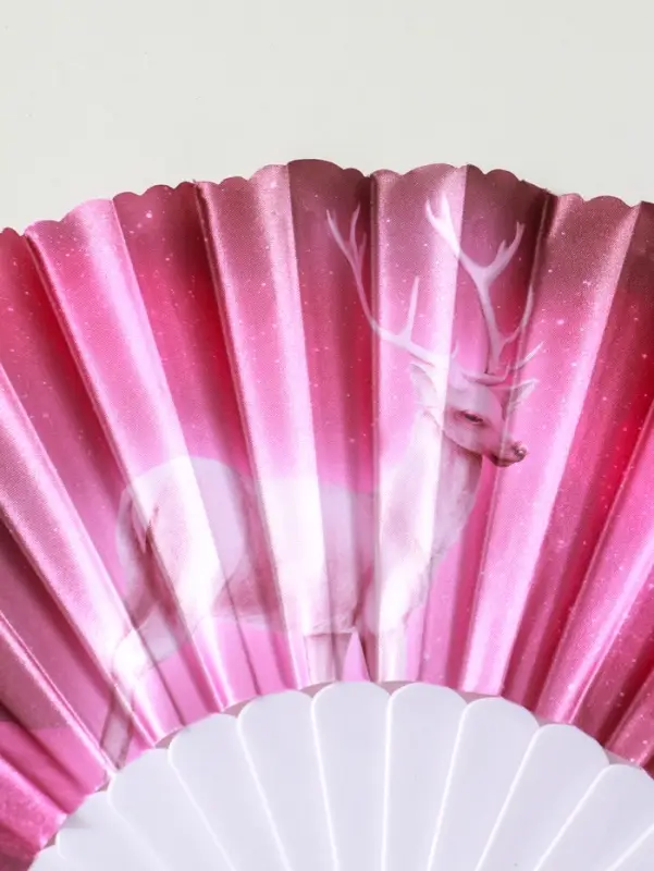 Веер пластик, текстиль Веер пластик, текстиль "Олени" МИКС широкие лопасти 23 см