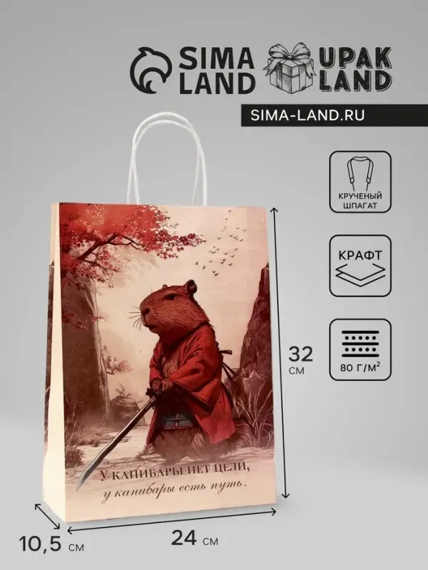 Пакет подарочный бумажный, «Самурай», 24×10.5×32 см