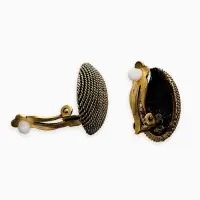 Серьги клипсы для ушей QF &laquo;Круг в рубчик&raquo;, цвет чернёное золото