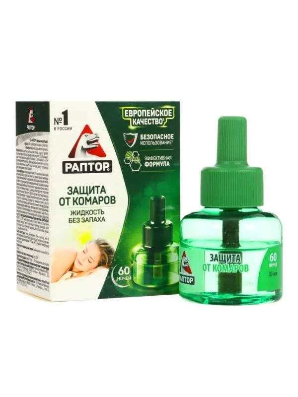 Дополнительный флакон-жидкость от комаров &laquo;Раптор&raquo;, без запаха, 60 ночей
