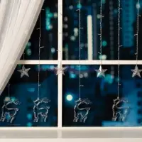 Гирлянда &laquo;Бахрома&raquo; 2.4&times;0.9 м с насадками &laquo;Олень&raquo;, IP20, прозрачная нить, 138 LED, свечение мульти, 8 режимов, 220 В