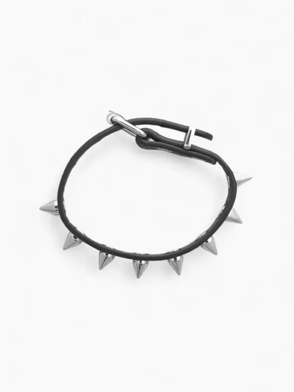 Браслет кожаный &laquo;Хардкор. Шипы&raquo;, L=24.5 см, чёрный в серебре