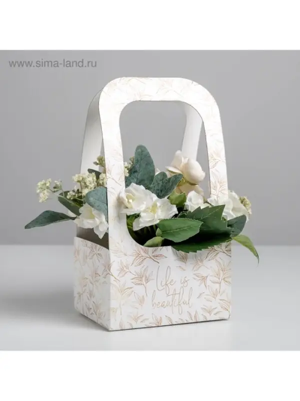 Коробка-переноска для цветов &laquo;Веточки&raquo;, 17&times;12&times;32 см