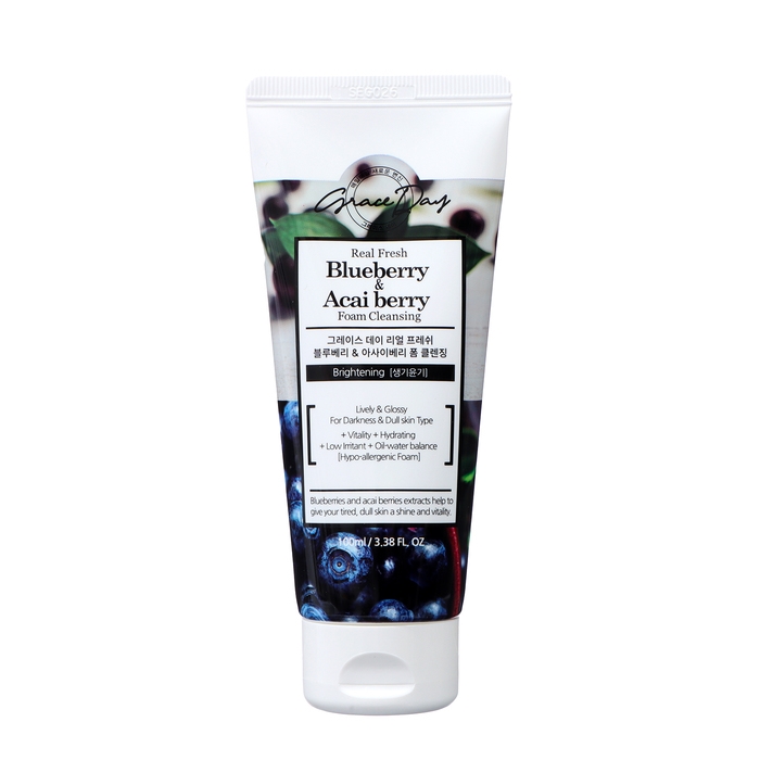 Пенка для лица Grace Day, освежающая и очищающая, с черникой и ассаи, 100 мл Пенка для лица Grace Day, освежающая и очищающая, с черникой и ассаи, 100 мл