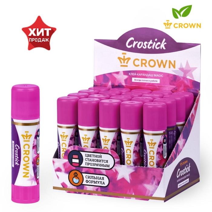 Клeй-карандаш 8 гр, Crown Magic PVP, с цветным индикатором Клeй-карандаш 8 гр, Crown Magic PVP, с цветным индикатором