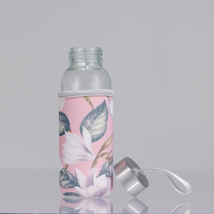 Бутылка стекло в чехле «Цветы», 350 мл Бутылка стекло в чехле «Цветы», 350 мл