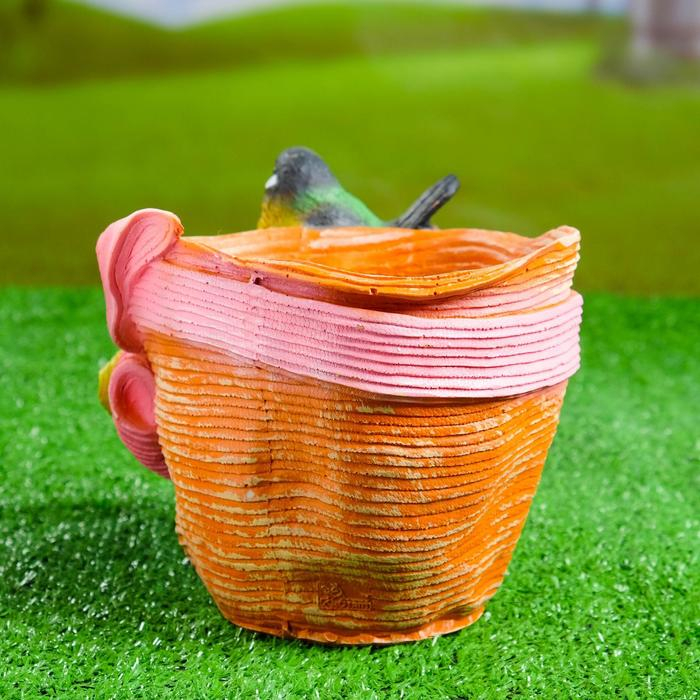 Фигурное кашпо Фигурное кашпо "Птичка на шляпе с бантиком" 21х17см, МИКС