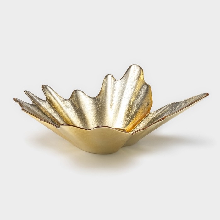 Тарелка стеклянная «Рени», 28,5×26,5×7 см, цвет золотой Тарелка стеклянная «Рени», 28,5×26,5×7 см, цвет золотой