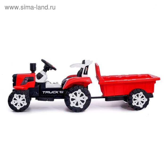 Электромобиль «Трактор», с прицепом, 2 мотора, цвет красный Электромобиль «Трактор», с прицепом, 2 мотора, цвет красный