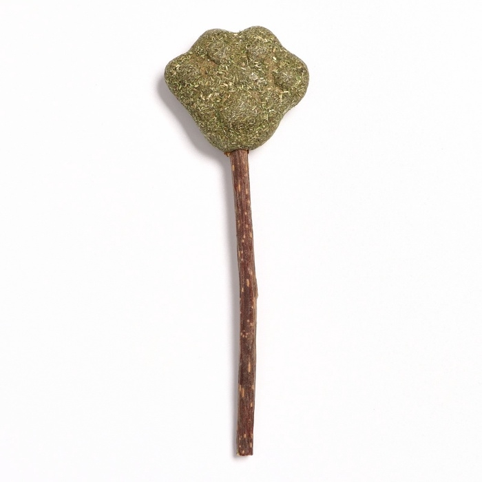 Игрушка для кошек из кошачьей мяты  Игрушка для кошек из кошачьей мяты "Лапа" на палочке из мататаби, 13 см