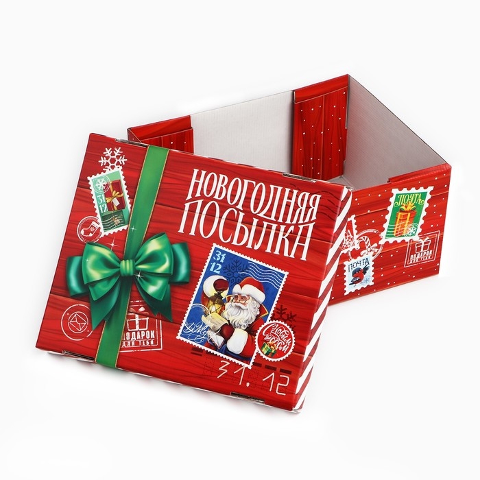 Коробка подарочная новогодняя складная «Новогодняя посылка», 31.2 х 25.6 х 16.1 см, Новый год Коробка подарочная новогодняя складная «Новогодняя посылка», 31.2 х 25.6 х 16.1 см, Новый год