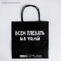 Пакет подарочный, упаковка, «Всем плевать на твой др», 22 х 22 х 11 см