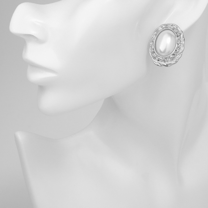 Серьги с жемчугом &laquo;Абстракция&raquo; зеркало, цвет серебро