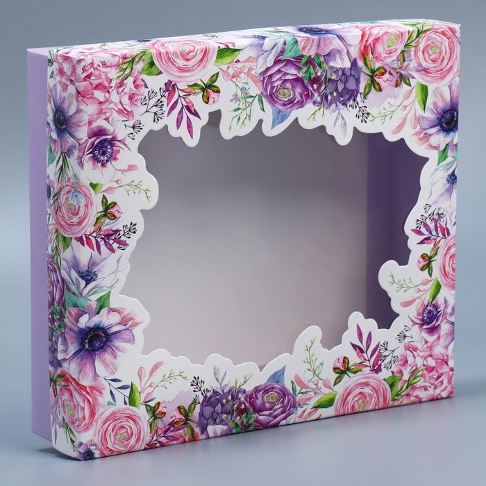 Коробка подарочная, упаковка, «Цветы» , 23.5 х 20.5 х 5.5 см Коробка подарочная, упаковка, «Цветы» , 23.5 х 20.5 х 5.5 см