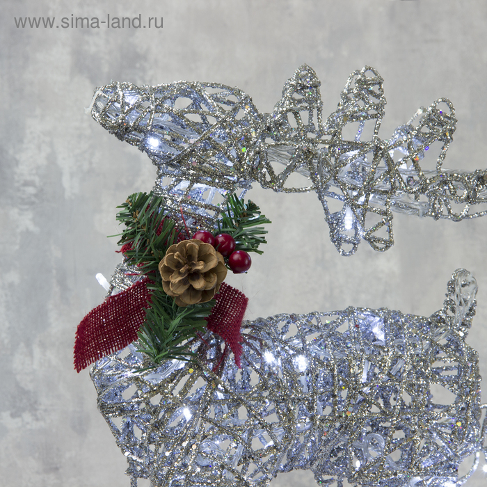 Светодиодная фигура «Олень с санями серебристый», олень: 40 × 50 × 16 см, сани: 40 × 25 × 10 см, металл, 220 В, свечение белое Светодиодная фигура «Олень с санями серебристый», олень: 40 × 50 × 16 см, сани: 40 × 25 × 10 см, металл, 220 В, свечение белое