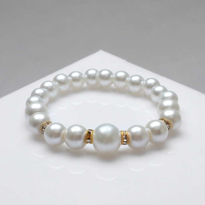 Браслет жемчуг «Подарок моря» с жемчугом, шар № 6,8,10, цвет белый в золоте, d=6,5 см Браслет жемчуг «Подарок моря» с жемчугом, шар № 6,8,10, цвет белый в золоте, d=6,5 см