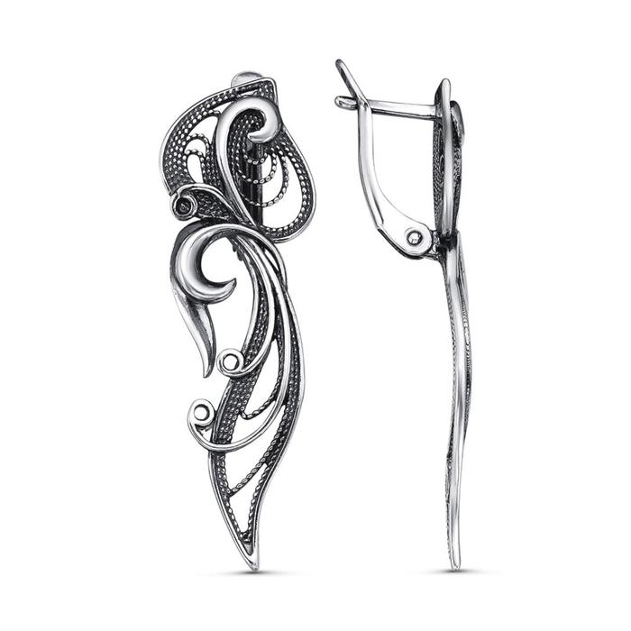 Серьги «Зазеркалье», посеребрение с оксидированием Серьги «Зазеркалье», посеребрение с оксидированием