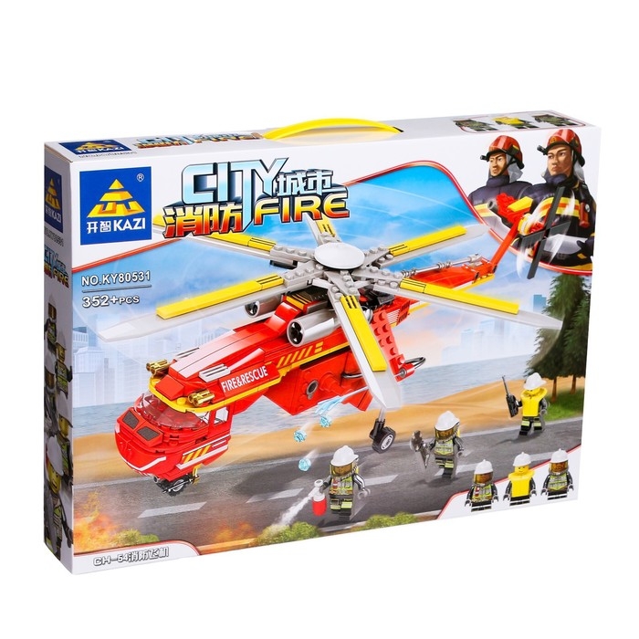 Конструктор пожарные «Спасательный вертолет», стреляет водой, 352 детали Конструктор пожарные «Спасательный вертолет», стреляет водой, 352 детали