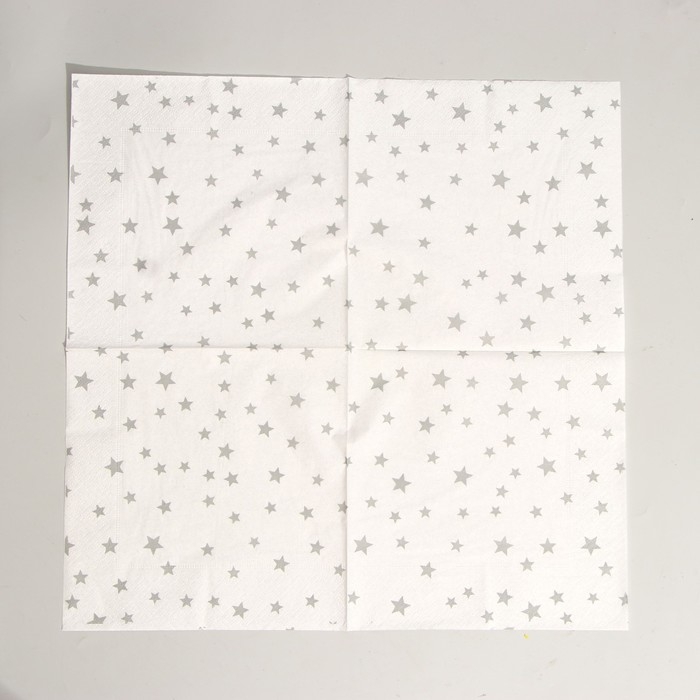 Салфетки бумажные «Звёздочки», 33х33 см, набор 20 шт., цвет серебряный Салфетки бумажные «Звёздочки», 33х33 см, набор 20 шт., цвет серебряный