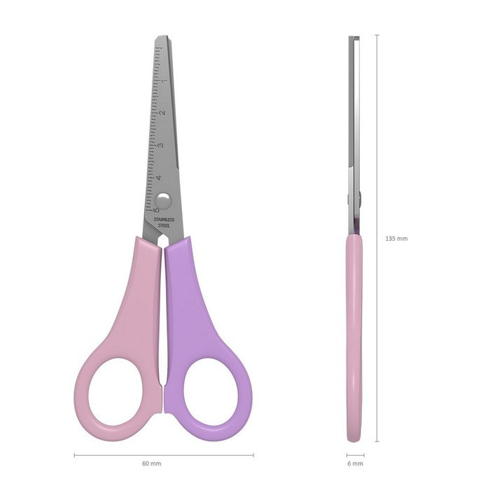 Ножницы детские для левшей 13,5 см, ErichKrause Joy Pastel, с линейкой на лезвиях, закруглённые концы, блистер Ножницы детские для левшей 13,5 см, ErichKrause Joy Pastel, с линейкой на лезвиях, закруглённые концы, блистер