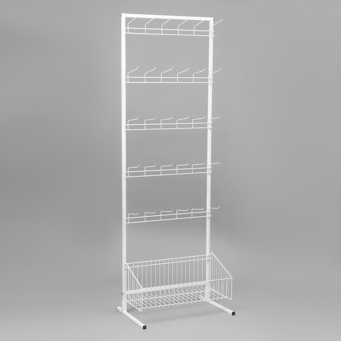 Стойка прикассовая, с крючками, 64×50×185 см, цвет белый Стойка прикассовая, с крючками, 64×50×185 см, цвет белый