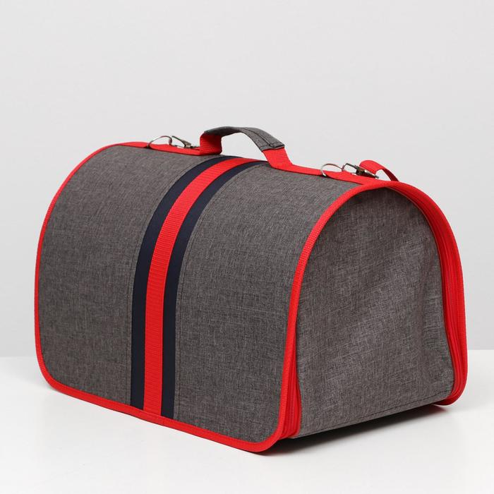 Сумка - переноскадля животных, каркасная, складная, 46 х 28,5 х 26 см, красно-серая Сумка - переноскадля животных, каркасная, складная, 46 х 28,5 х 26 см, красно-серая