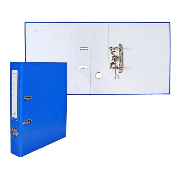 Папка-регистратор А4, 50 мм, Calligrata, ПВХ, тиснение Папка-регистратор А4, 50 мм, Calligrata, ПВХ, тиснение "лен", металлическая окантовка, карман на корешок, собранная, синяя, микс